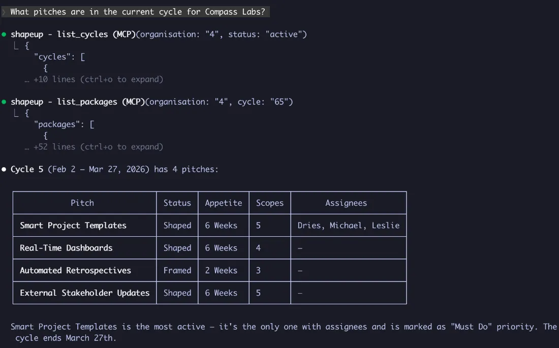 Claude Desktop connected to ShapeUp via MCP